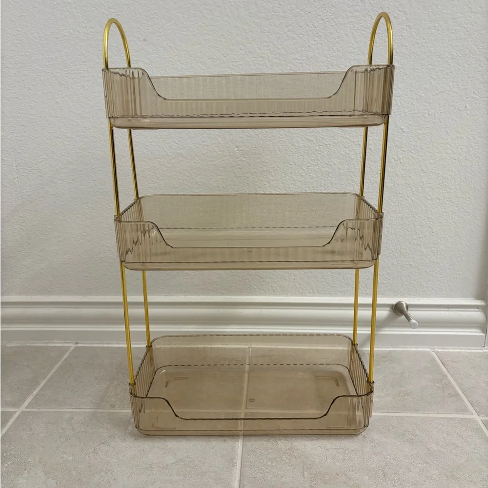 Gold Metal Bathroom Organizer Shelf